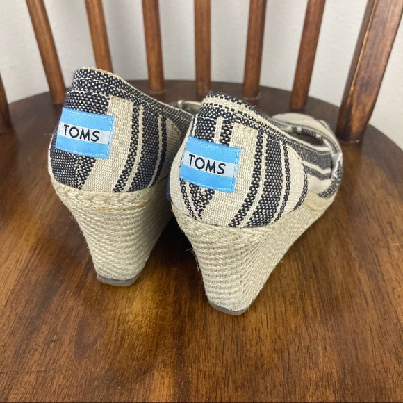 Toms Striped Espadrille Woven Heel Wedges Sz 7.5 - Picture 3 of 6